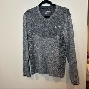 Mens Nike Golf Modern Fit Gray Long Sleeve Shirt